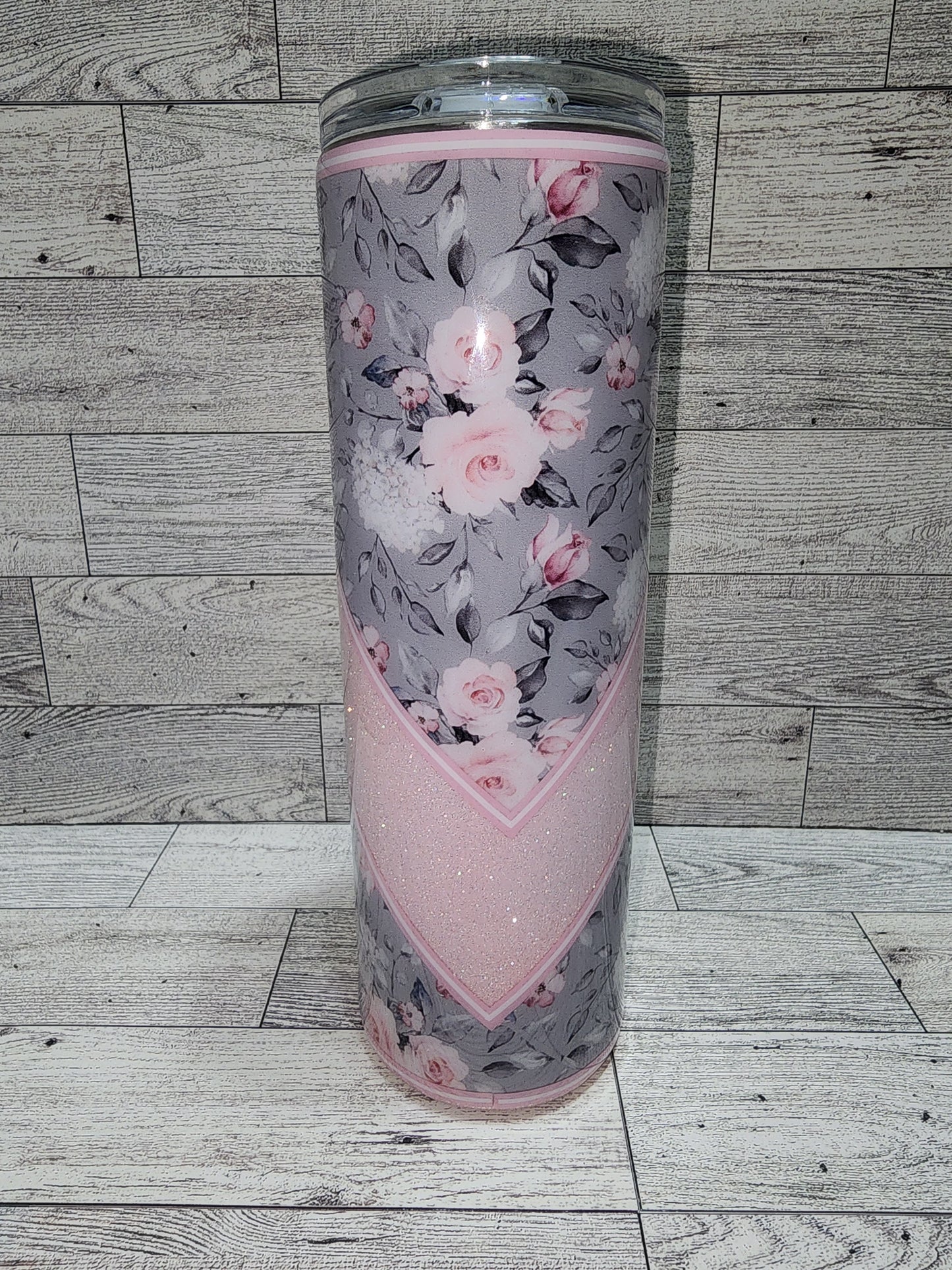 Grey with Pink Flowers