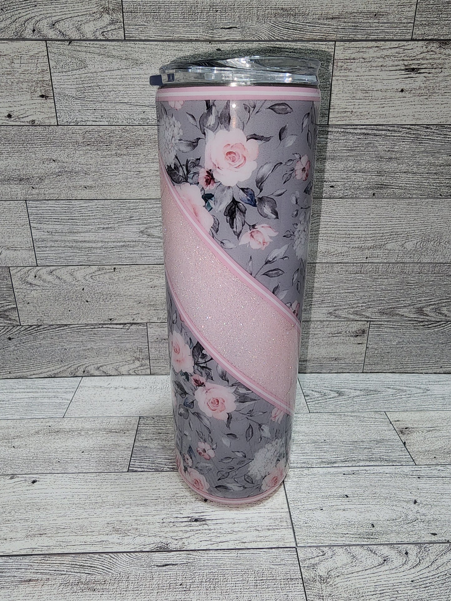 Grey with Pink Flowers
