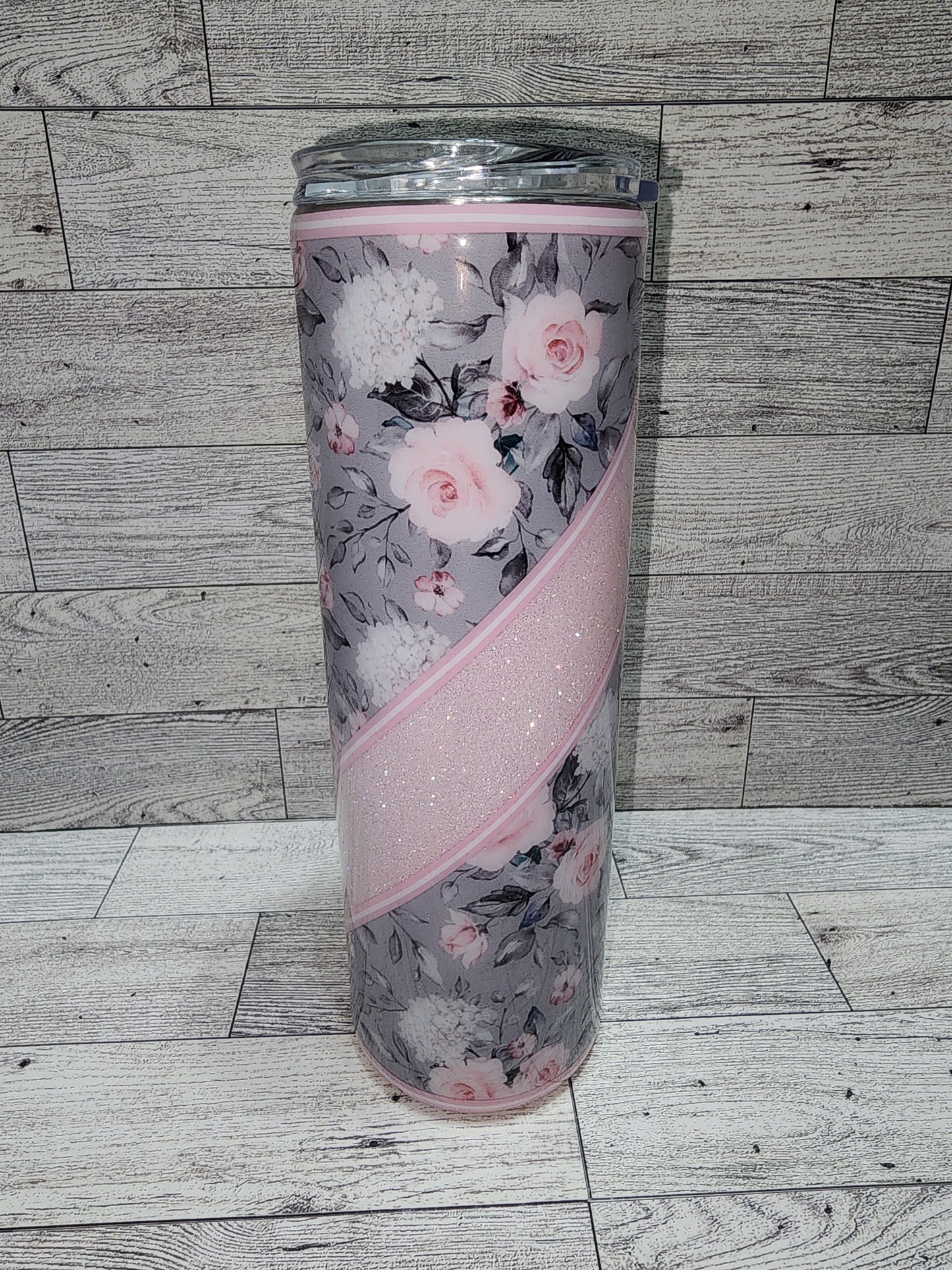 Grey with Pink Flowers